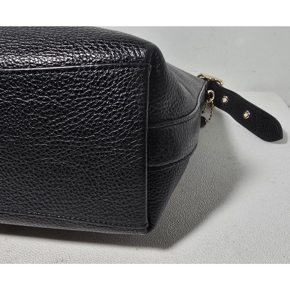 Coach Val Crossbody Shoulder Bag Duffle Black Soft Pebbled Leather Purse C2818 - Picture 12 of 16